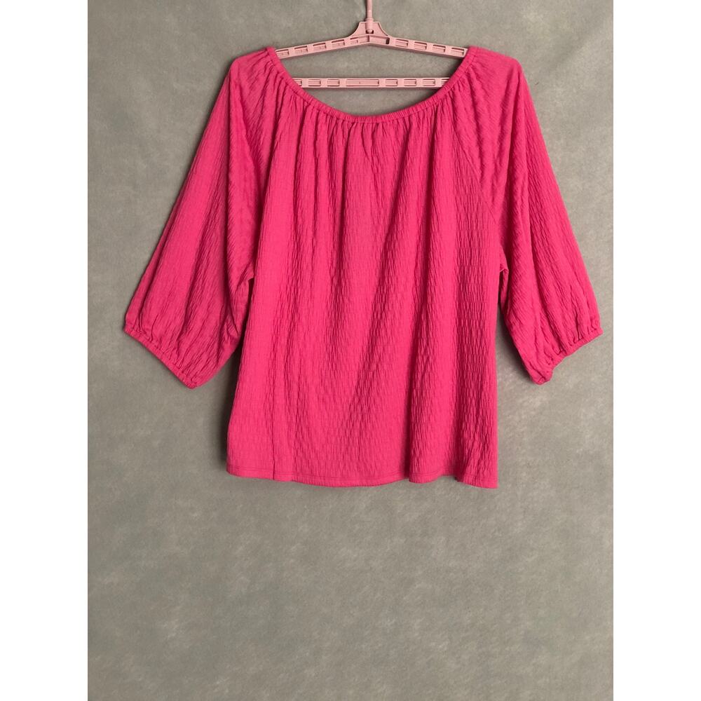 Tommy Hilfiger Textured Top 3/4 Puff Sleeve Pink Women's 3XL NEW - Picture 5 of 7